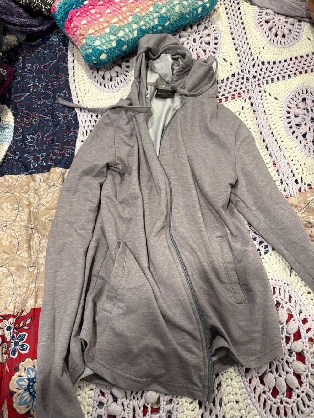Light Gray Hooded Zip-Up Jacket